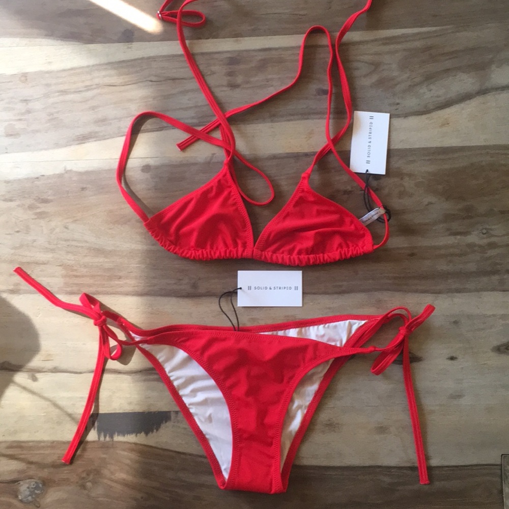 SOLID & STRIPES Red Triangle Bikini - Top Only